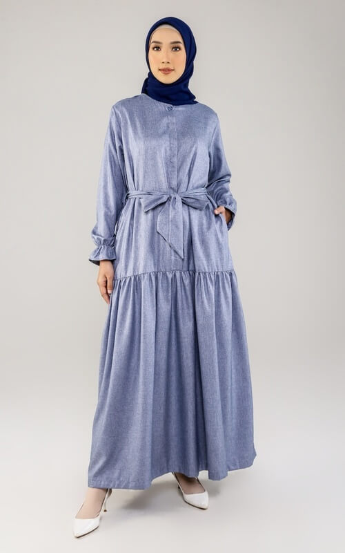 Gamis Warna Biru Keabuan