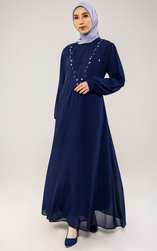 Dress Navy Aksen Manik