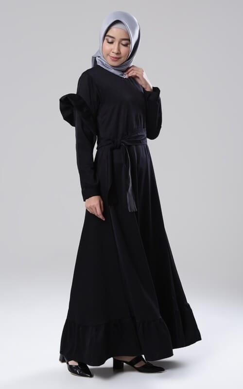 Dress Hitam Lengan Flare