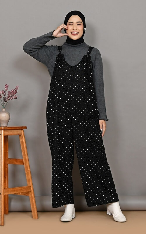 Jumpsuit Hitam Motif