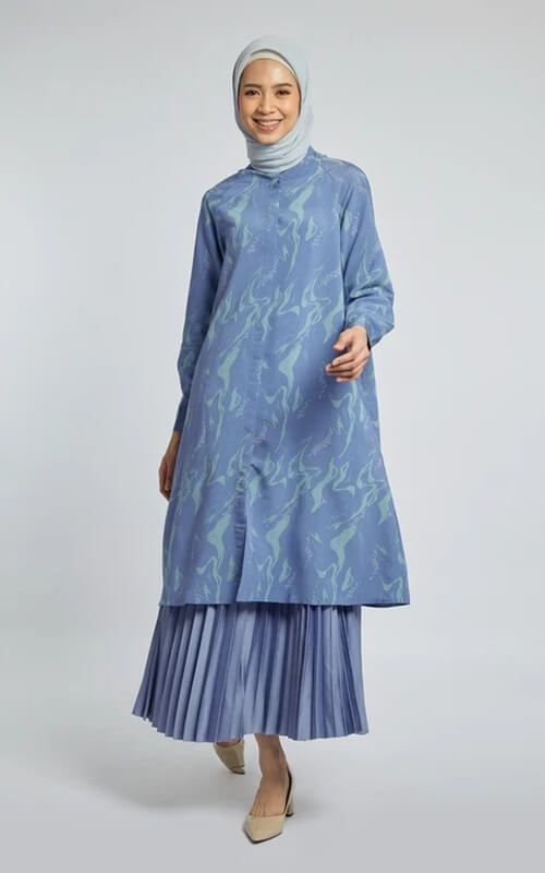 Long Tunik Full Biru