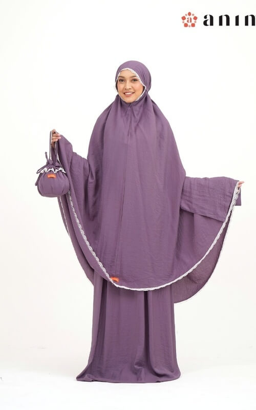 Mukena Tanpa Karet Warna Lilac