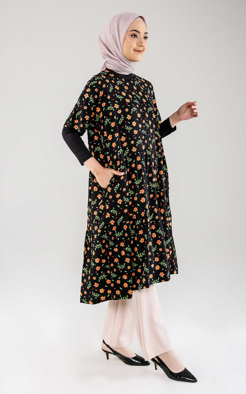 Midi Dress Motif Bunga