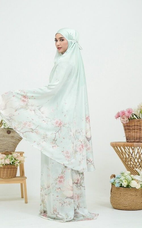 Mukena Motif Bunga Model Tali Tanpa Karet