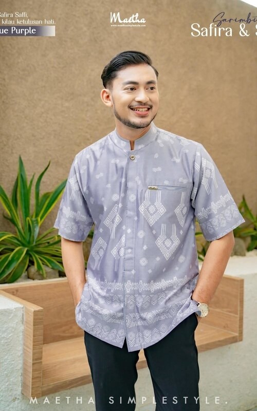 Baju Koko Ungu Putih