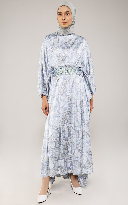 Kaftan Mewah Biru Muda