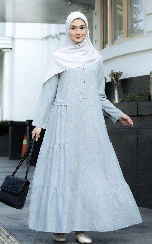 Gamis Polos Abu-abu Muda