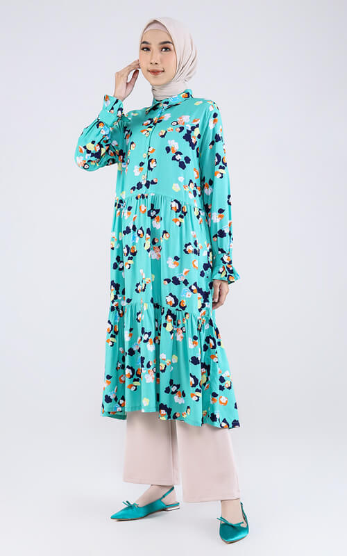 Midi Dress Hijab Full Printing