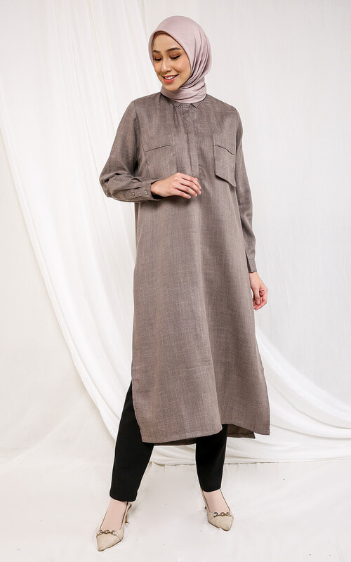 Long Tunik Formal dan Lengging Hitam