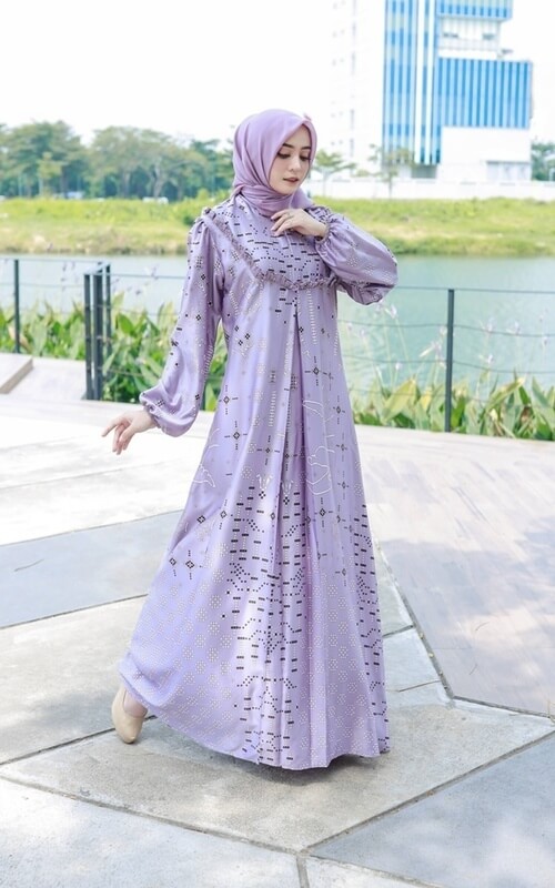 Gamis Motif Warna Ungu