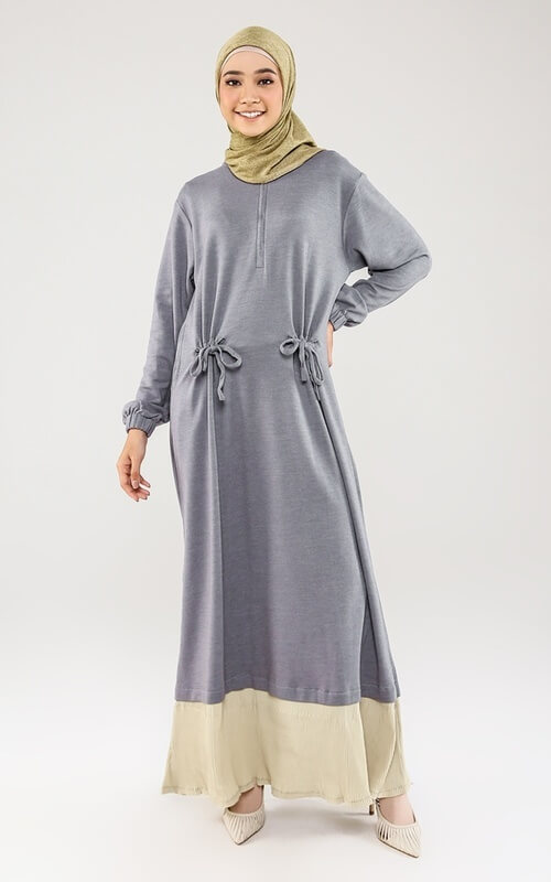 Gamis Abu-abu Kombinasi