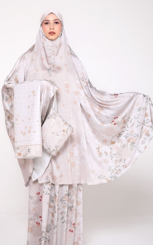 Mukena Lilac Floral Silk