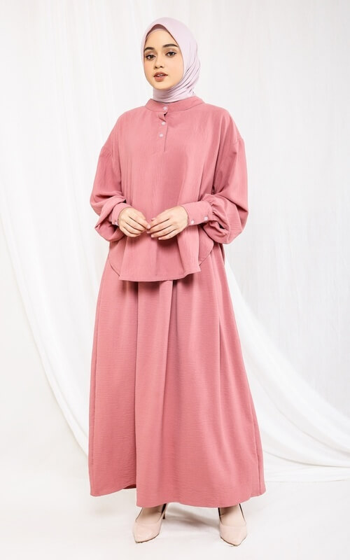 Setelan Rok Warna Pink Polos