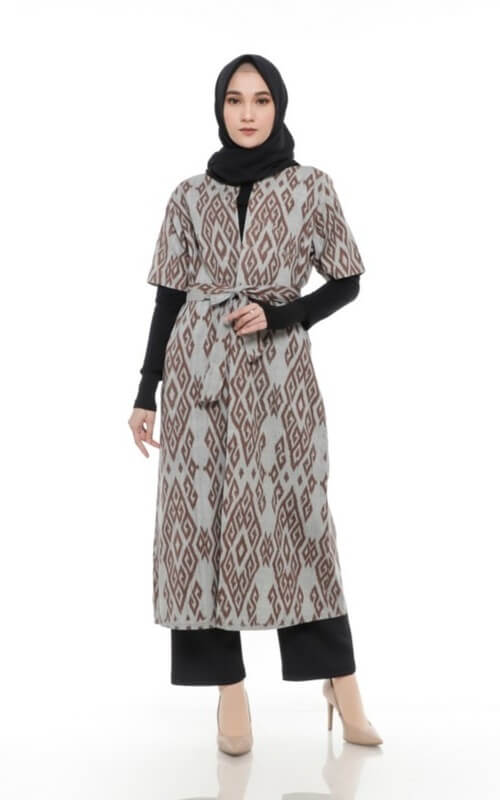 Long Coat Tenun Kekinian