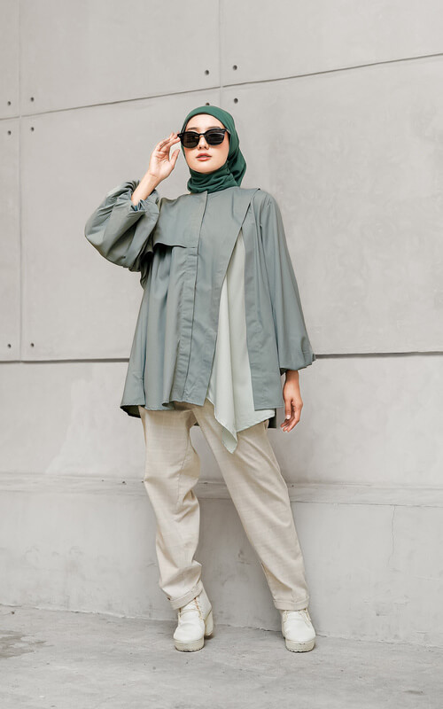 Tampil Modis dengan Kemeja Layering Elsiera Warna Mint