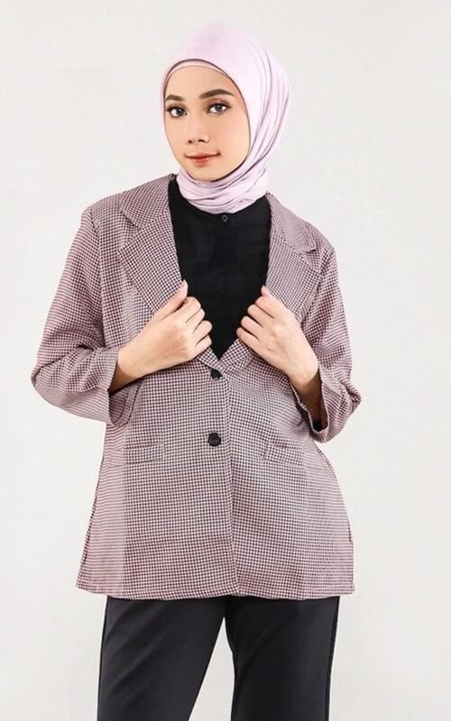 Blazer Motif Kotak Kecil