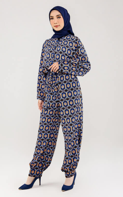 Jumpsuit Motif Batik Warna Dongker