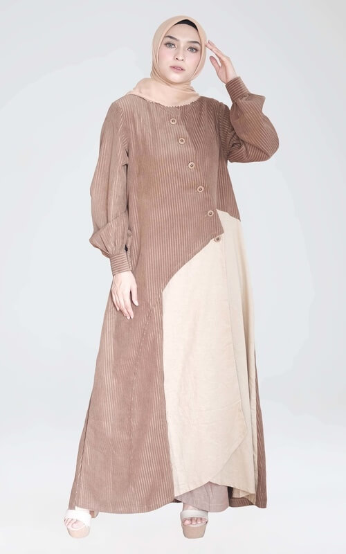 Gamis 2 Color Aksen Kancing