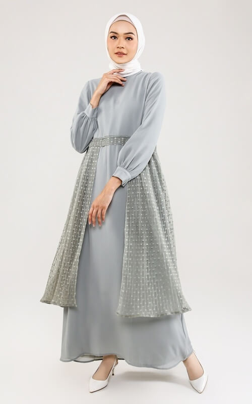 Dress Hijau Dengan Tile Polkadot