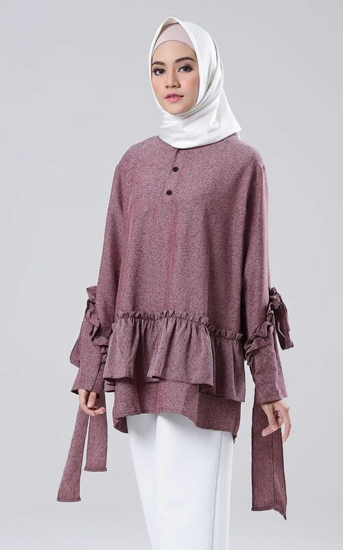 Blus Ruffle Lengan Bawah Mewah