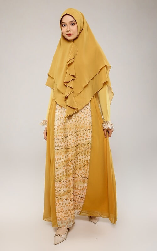 Gamis Kuning Set Kerudung