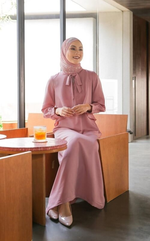 Dress Pink Polos Aksen Tali