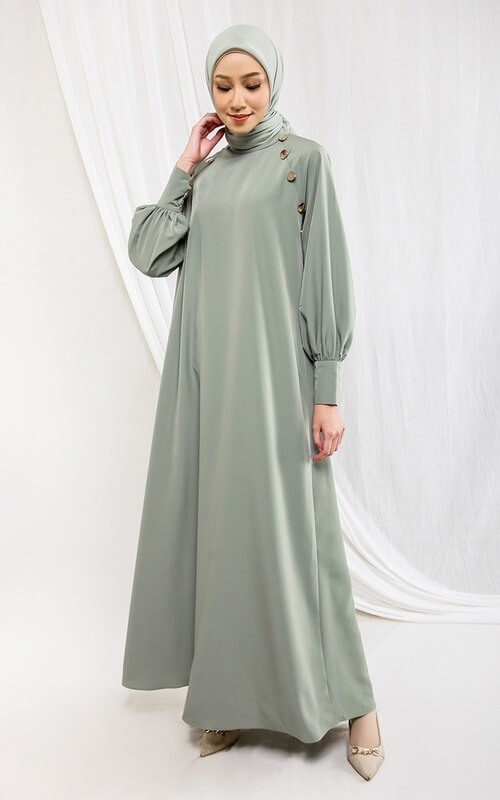 Gamis Simpel Kekinian Sage Green