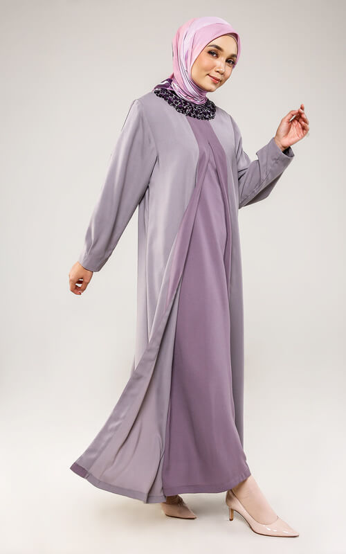 Baju Gamis Simple Elegan Warna Lilac