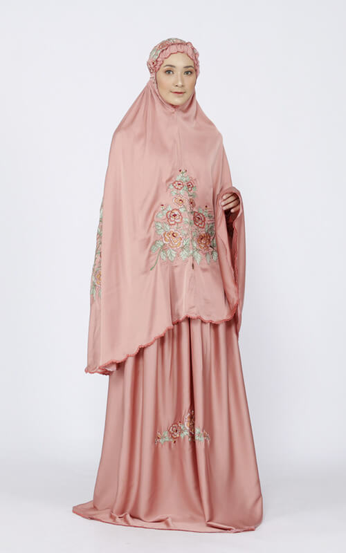 Mukena Pink Bordir Bunga