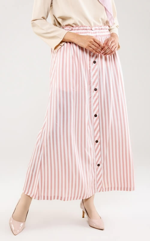 Rok Pink Motif Garis