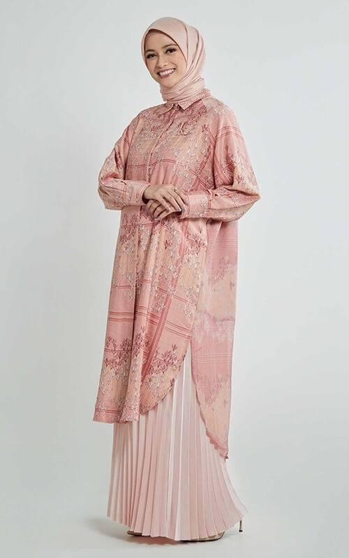 Tunik Pink Kombinasi Brokat