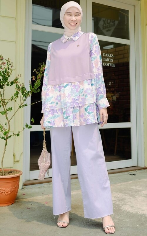 Blouse Knit + Motif Bunga