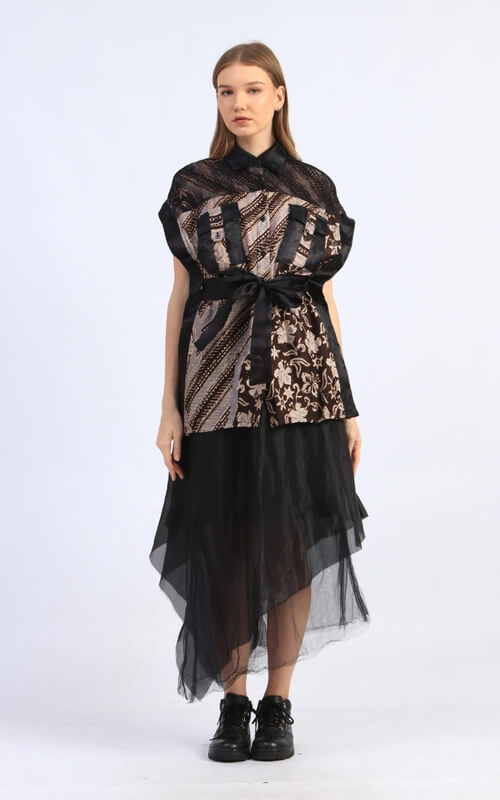 Dress Hitam Mewah Kombinasi Batik