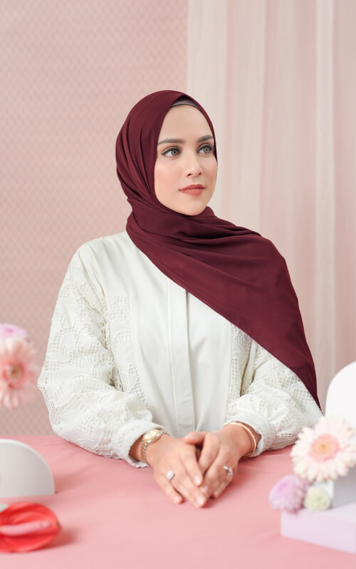 Pashmina Elegan Merah Keunguan