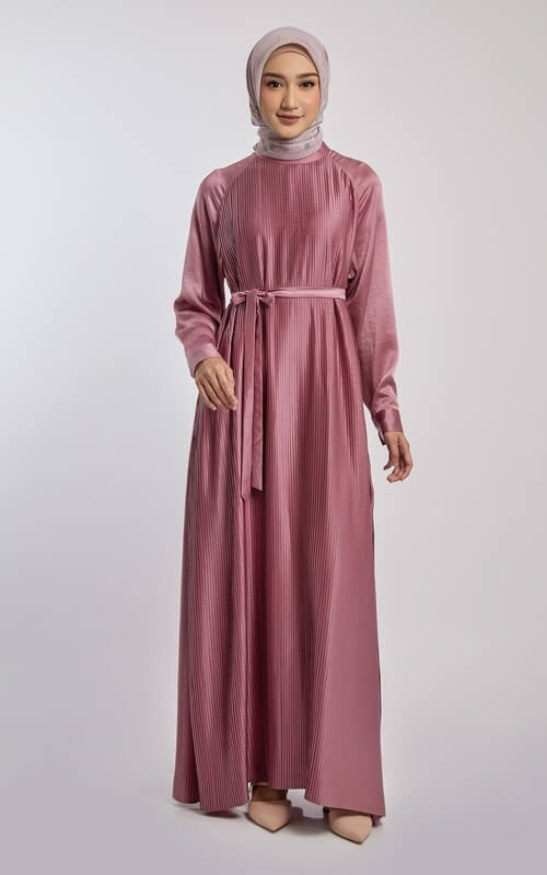 Long Dress Pink Polos Aksen Tali