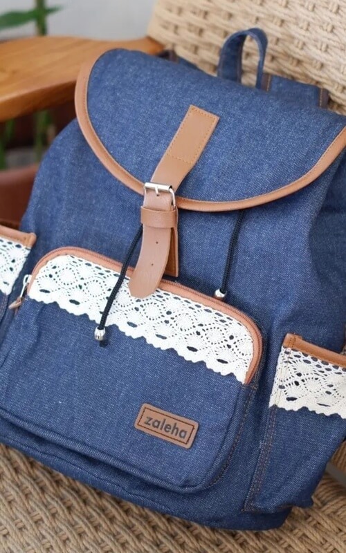 Tas Denim Kombinasi Lace