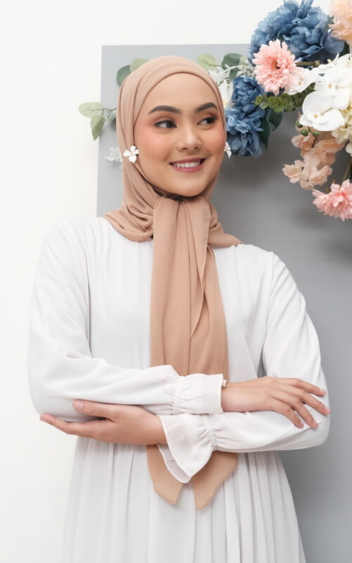 ilbab Instan Bahan Ceruti Warna Beige