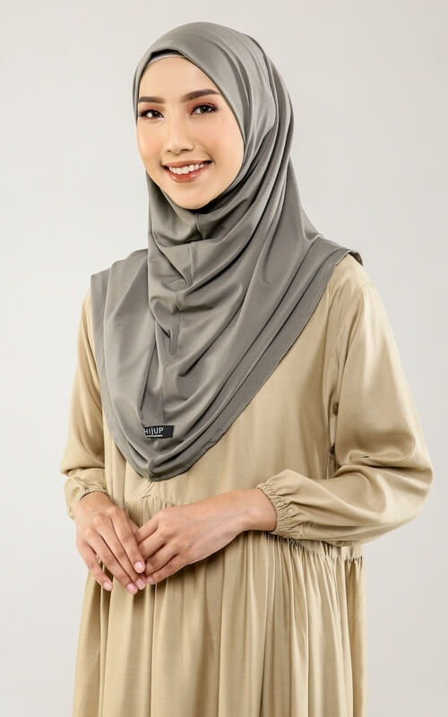 Jilbab Instan Bahan Jersey Warna Abu