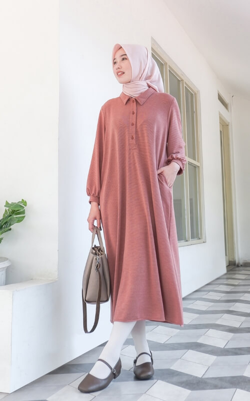 Midi Dress Warna Pastel