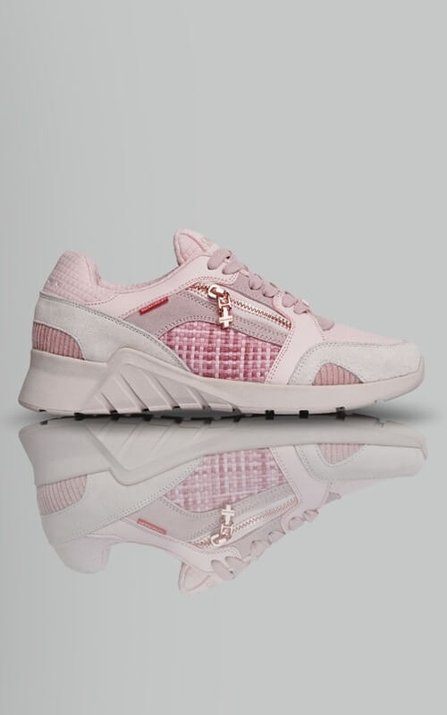 Sneaker Mesh Dengan Aksen Anyaman Warna Pink