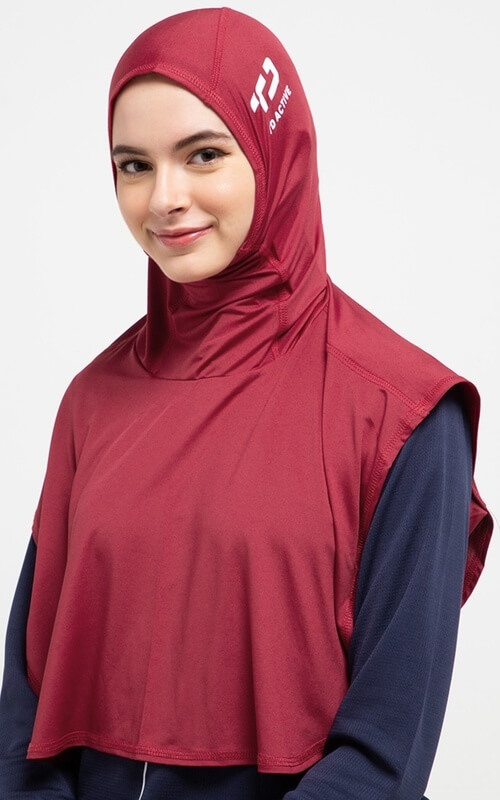 Jilbab Sport Instan Maroon Short