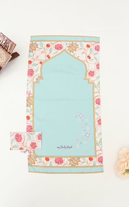 Sajadah Traveling Warna Mint Motif Floral