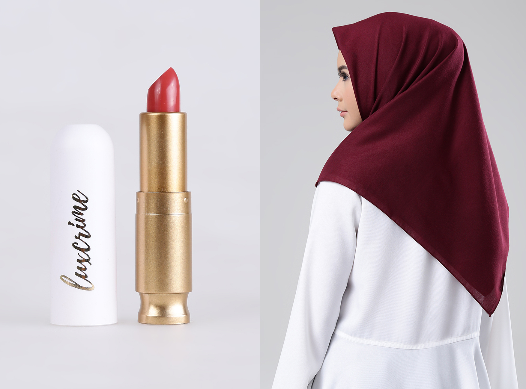 Jilbab yang Cocok Untuk Lipstik Merah - Jilbab Maroon