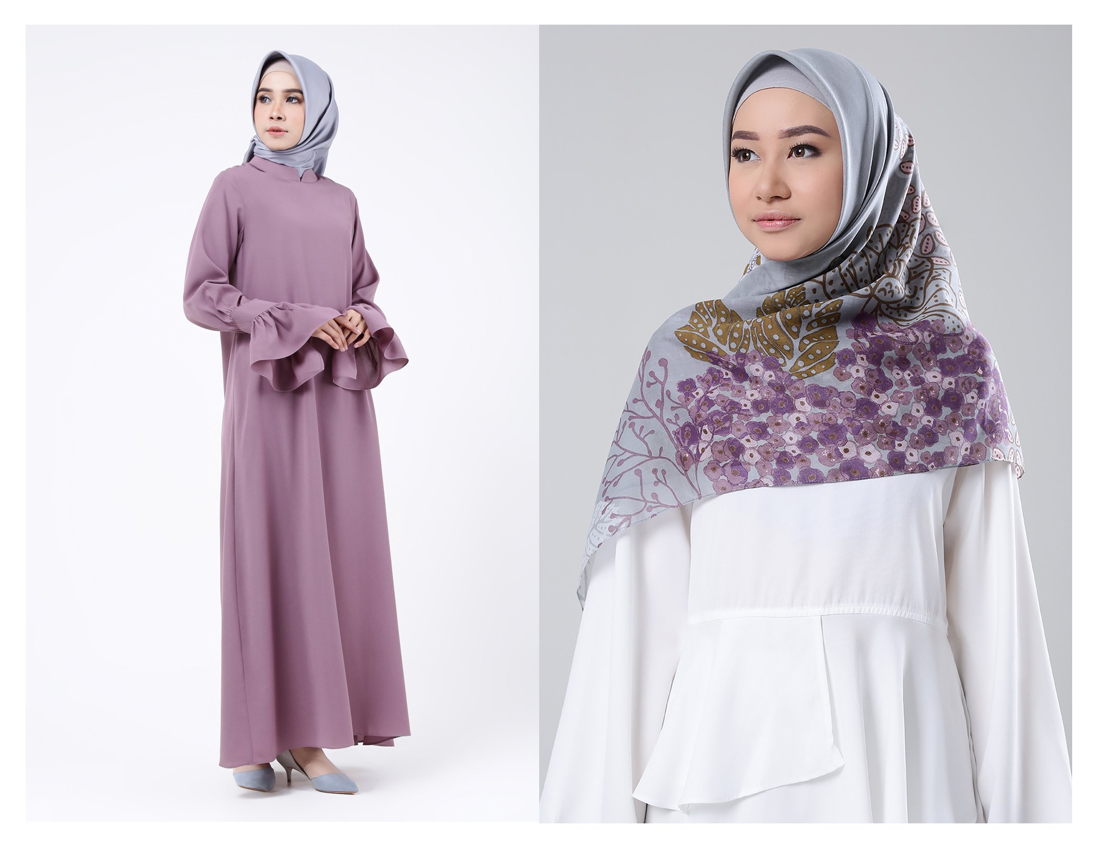  Warna  Jilbab  Yang  Cocok Untuk  Baju  Batik Ungu Hijab Muslimah