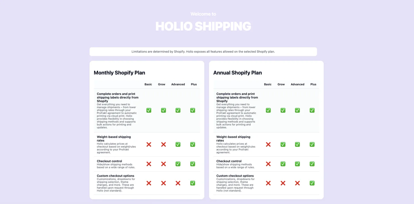 Holio Shipping / Shopify / Functions