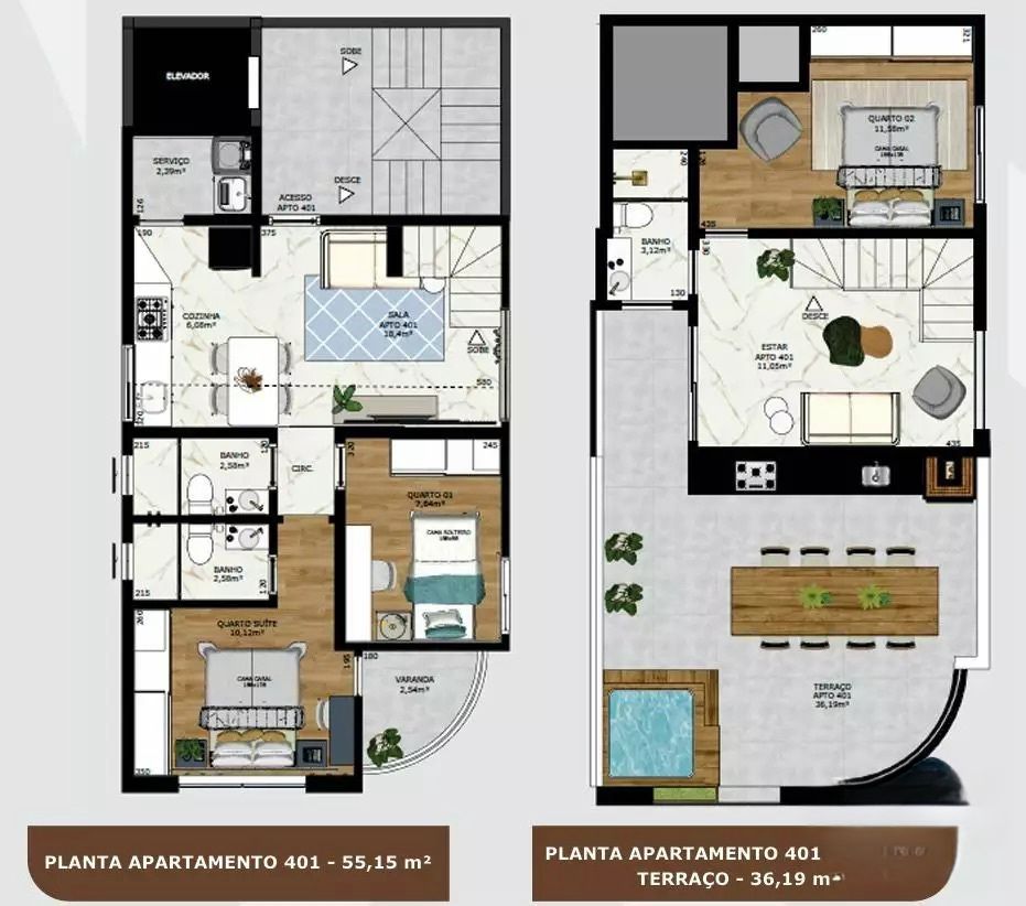 Cobertura, 3 quartos, 121 m² - Foto 2