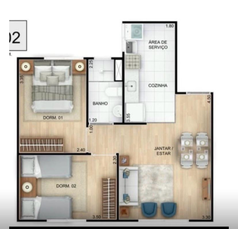 Apartamento, 2 quartos, 45 m² - Foto 6
