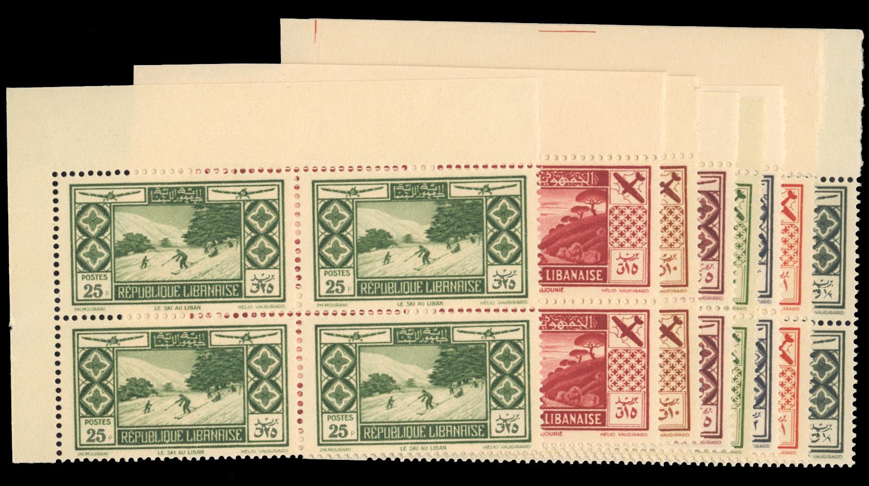 Lebanon C49-66, cat. $1,480+ (for hinged) 1936 Tourism, set in blocks of 4, n.h.
