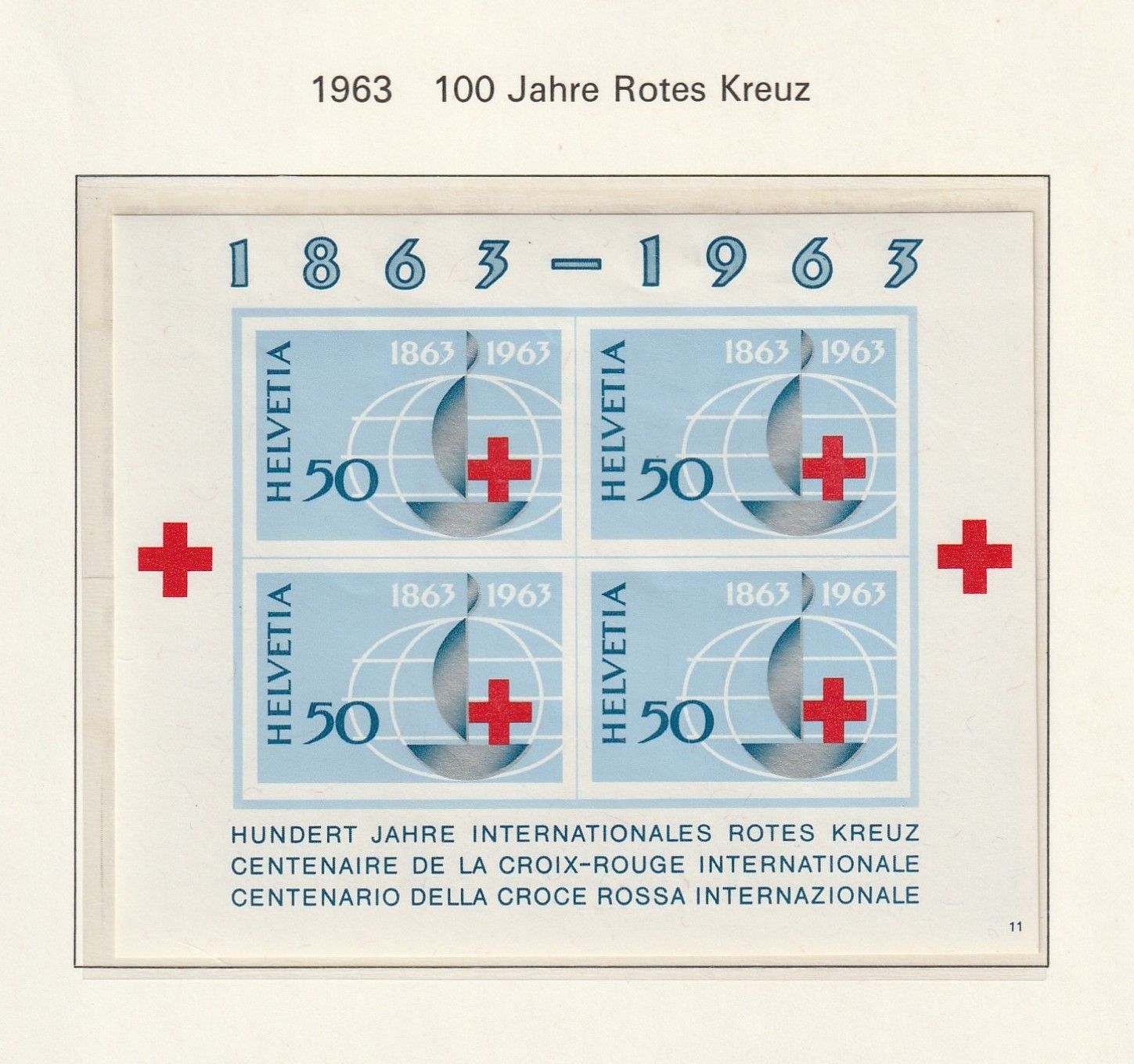 Switzerland 1963, Red Cross Cent., Scott No(s). 428 MH Souvenir Sheet