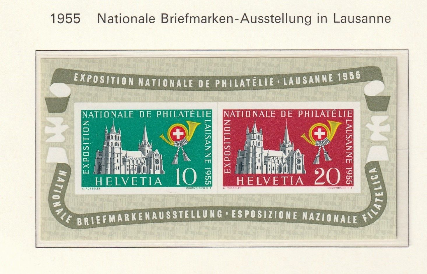 Switzerland 1955, Lausanne Cathedral, Scott No(s). 352a MH Souvenir Sheet